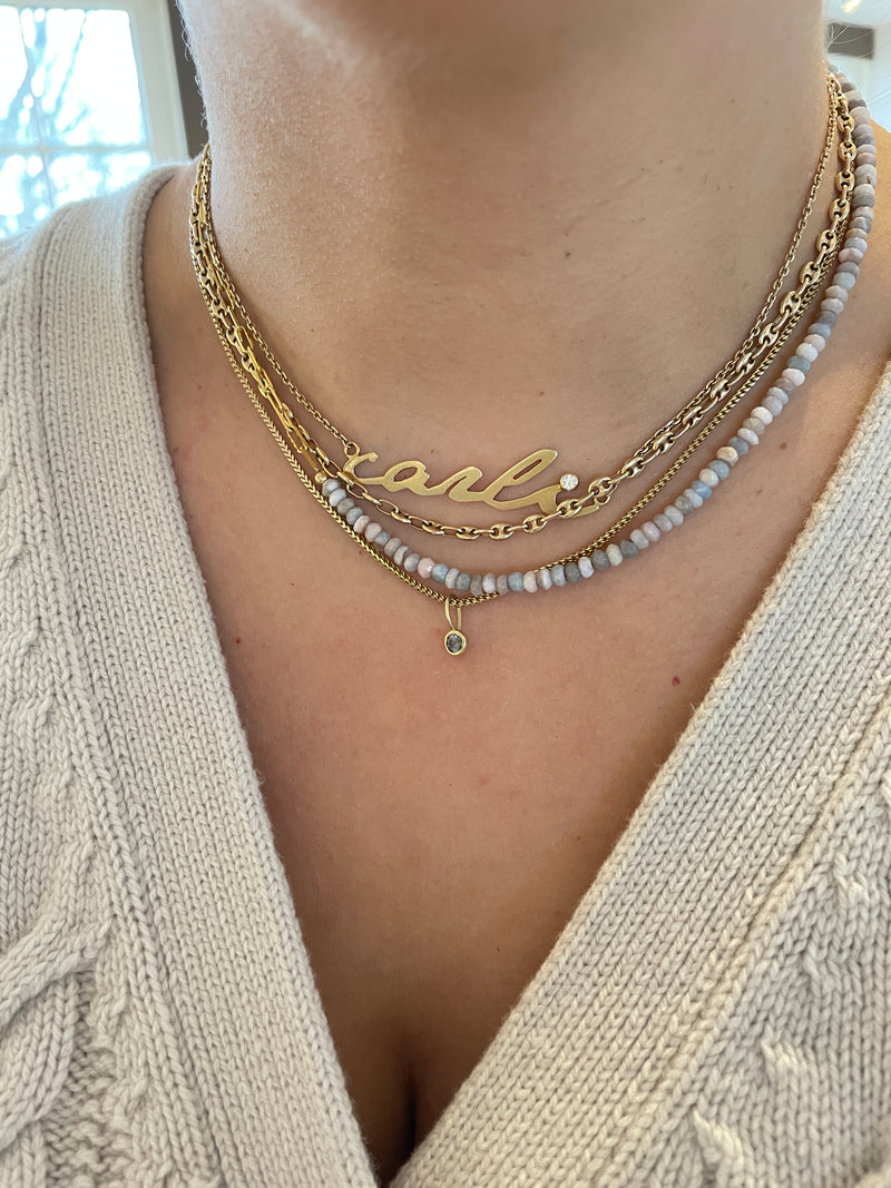 Half & Half Necklace - Opal & 10k Paperclip Chain