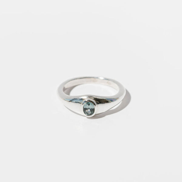 Silver Oval PORT Signet - Grey Spinel