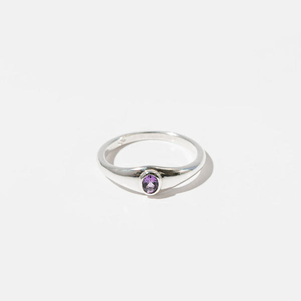 Silver Oval PORT Signet - Amethyst