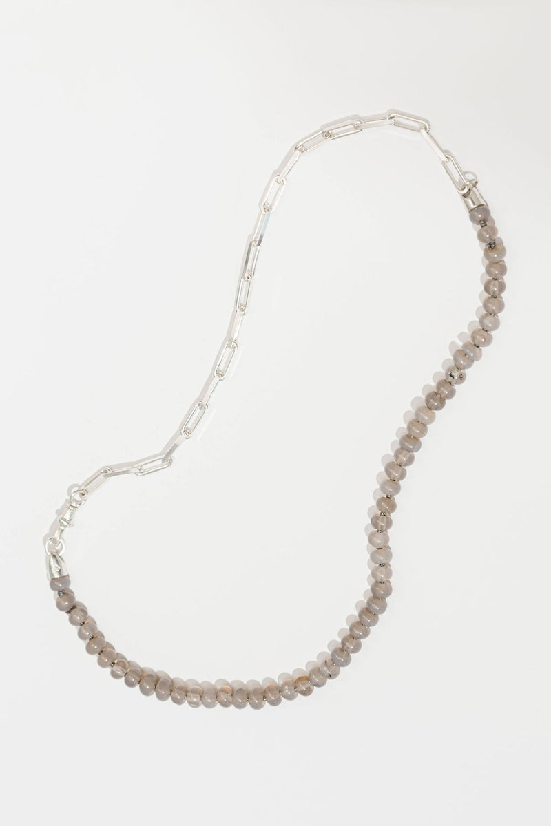 50.50. Grey Moonstone and Paperclip Necklace