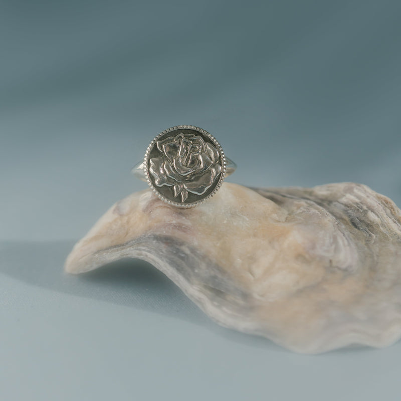 Rose Coin Signet Ring