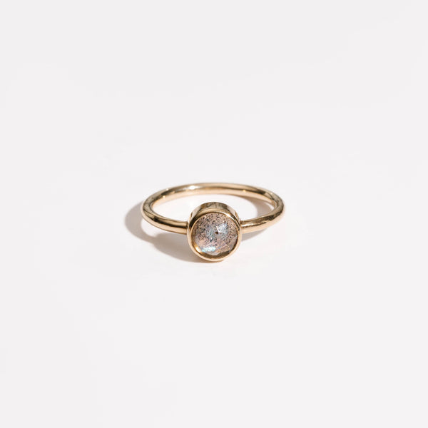 LIRA Gemstone Ring - 10k Yellow Gold with Labradorite - Size 4.5