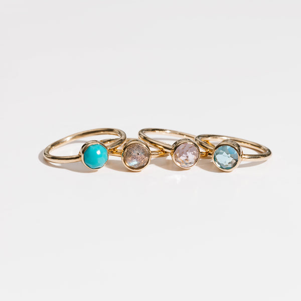 LIRA Gemstone Ring - 10k Yellow Gold with Labradorite - Size 4.5