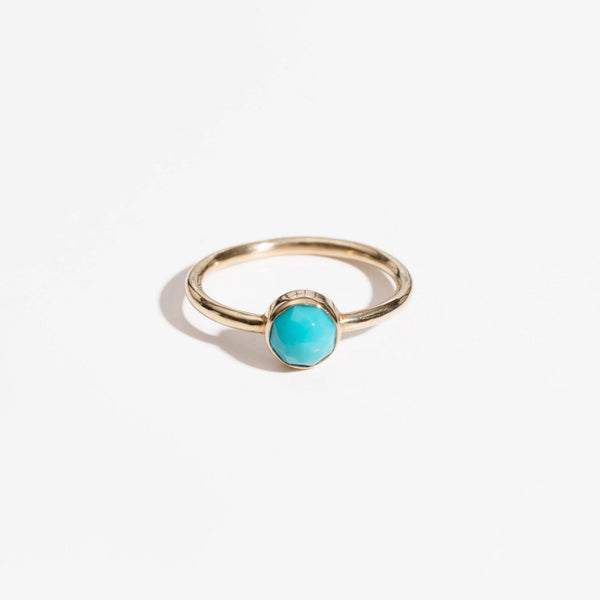 LIRA Gemstone Ring - 10k Yellow Gold with Turquoise - Size 8