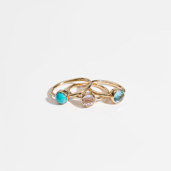 LIRA Gemstone Ring - 10k Yellow Gold with Turquoise - Size 8