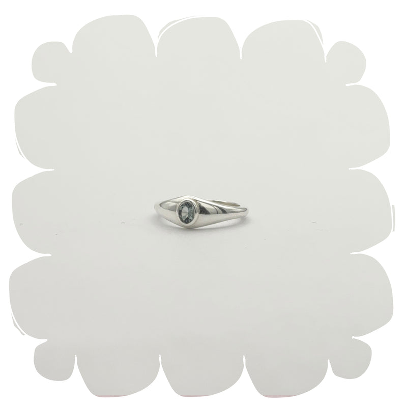 Silver Oval PORT Signet - Grey Spinel