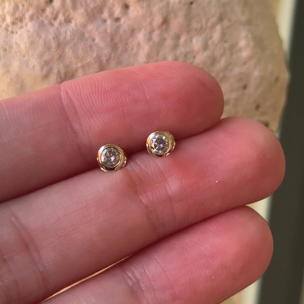 Diamond Bezel Set Stud Earrings Sita Fine Jewelry Granville Island