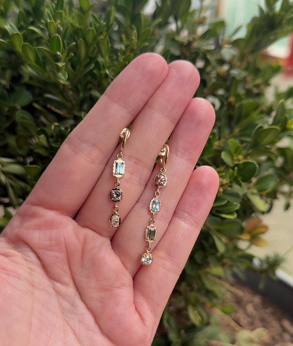 drop gemstone earrings multistone family birthstone dangle diamond sapphire sita fine jewelry vancouver