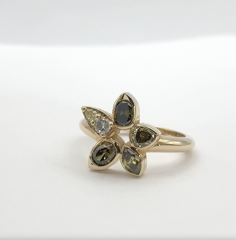 fancy diamond flower engagement ring granville island sita fine jewelry