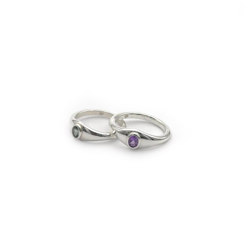 Silver Oval PORT Signet - Amethyst