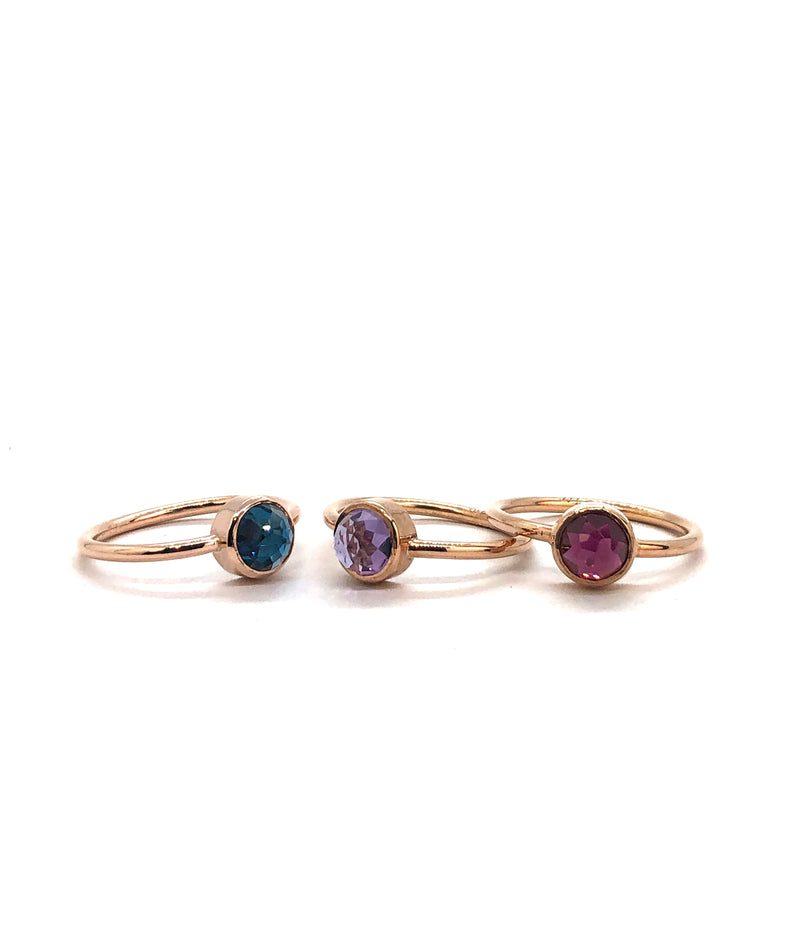 LIRA Gemstone Ring - 10k Rose Gold with Blue Topaz -Size 7