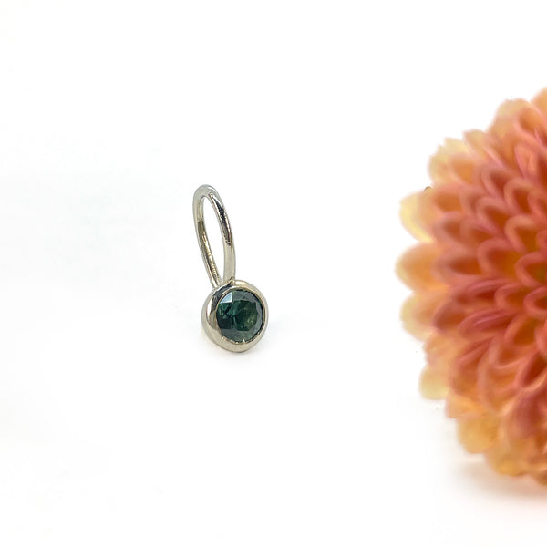 DESI 4mm Teal Sapphire Charm in 14k White Gold