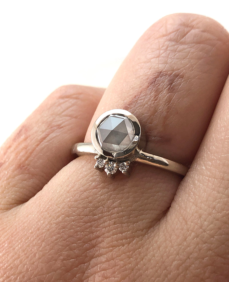 TALI 0.91ct Rosecut Grey Diamond Ring