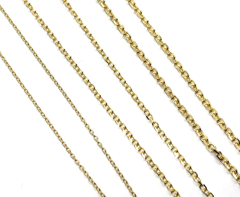 2mm  Diamond Cut Cable Chain - 14k Yellow Gold