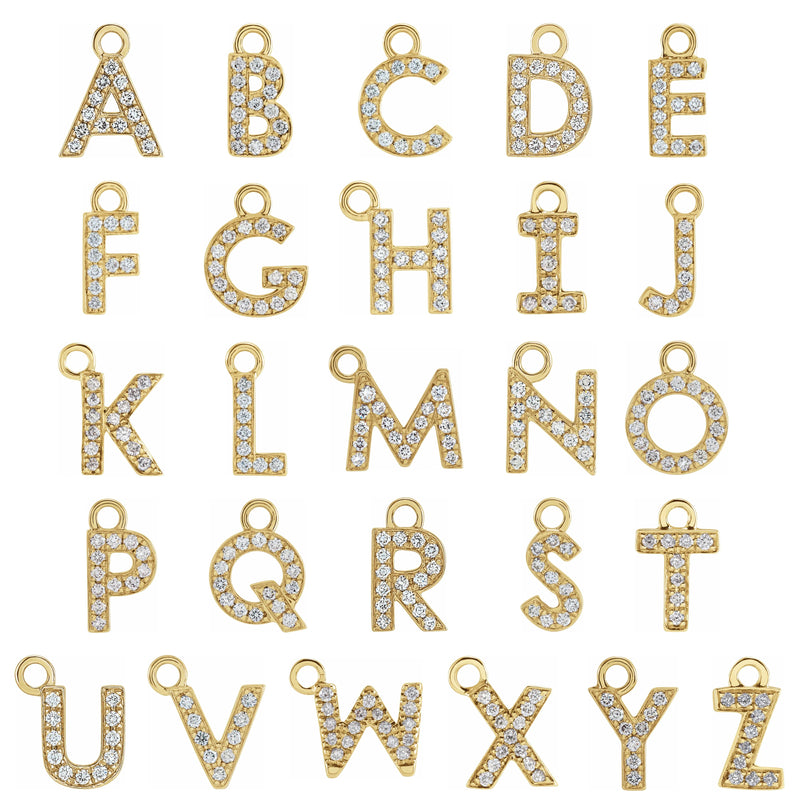 Petite Diamond Letter Charms in 14k Gold