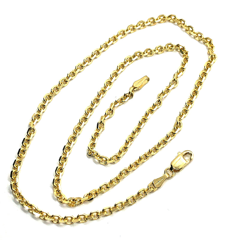 2.75mm Diamond Cut Cable Chain - 14k Yellow Gold