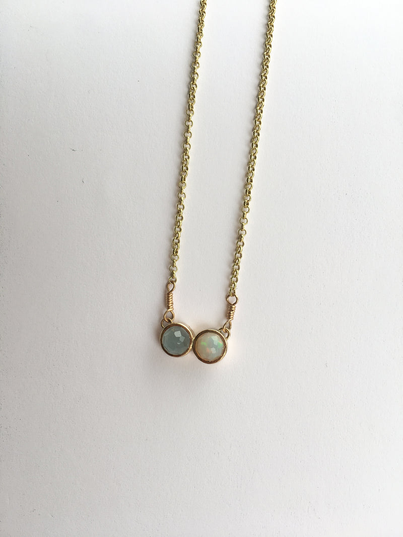 CADI Aquamarine & Opal Necklace