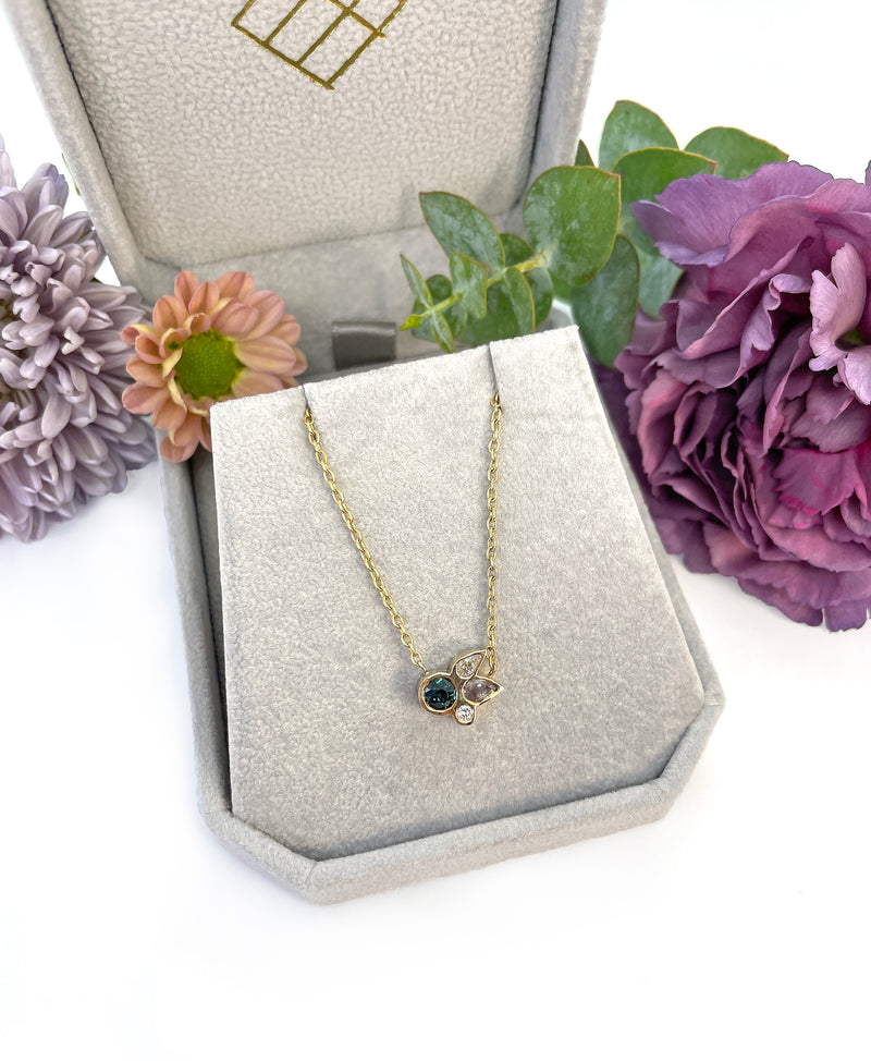 LENA Sapphire & Diamond Cluster Necklace