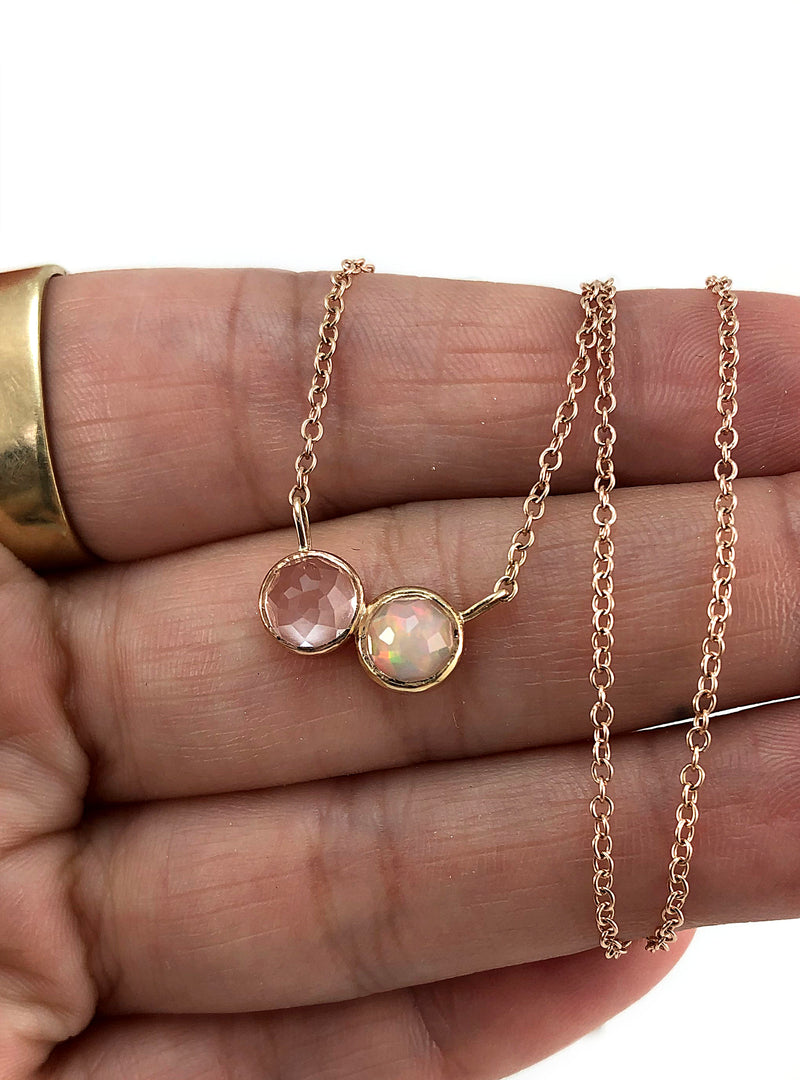 CADI Necklace - Rose Quartz & Ethiopian Opal